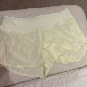Lululemon Speed Up Low Rise Light Yellow Shorts